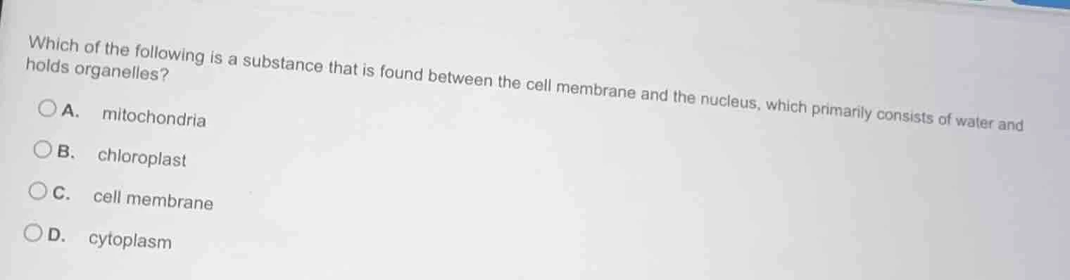 which of the following is a substance that is found between the cell me…