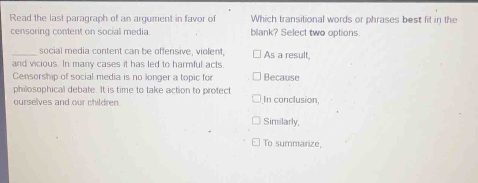 read the last paragraph of an argument in favor of censoring content on…