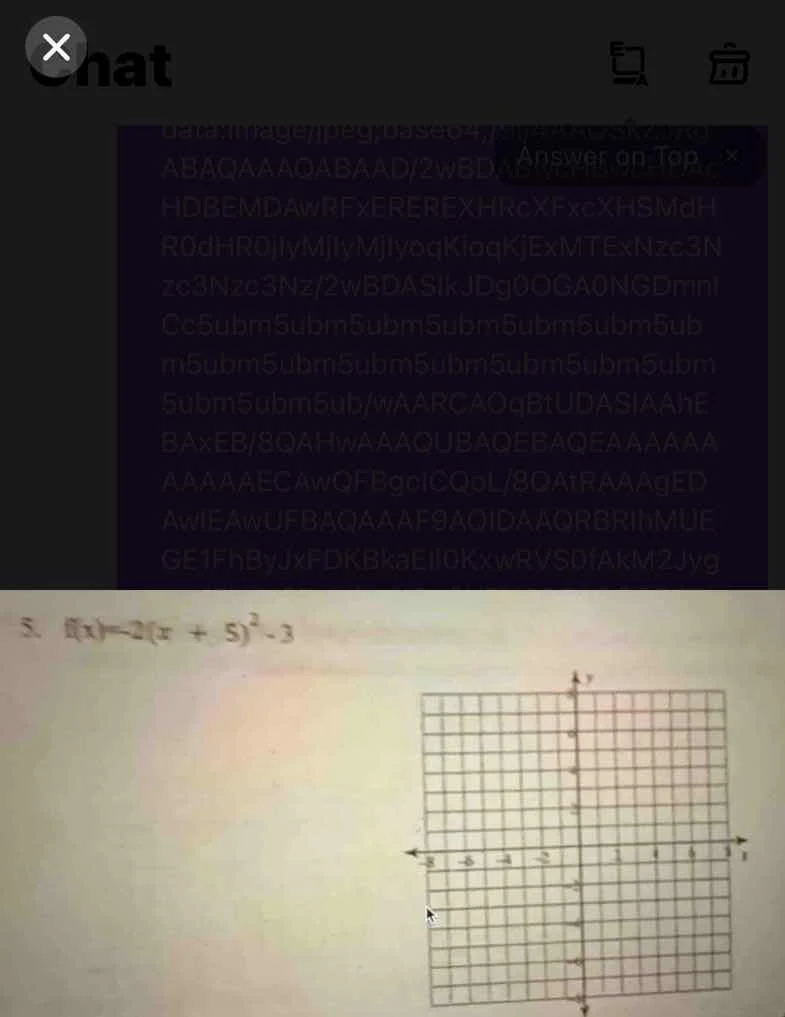 5. $f(x)=-2(x + 5)^2 - 3$