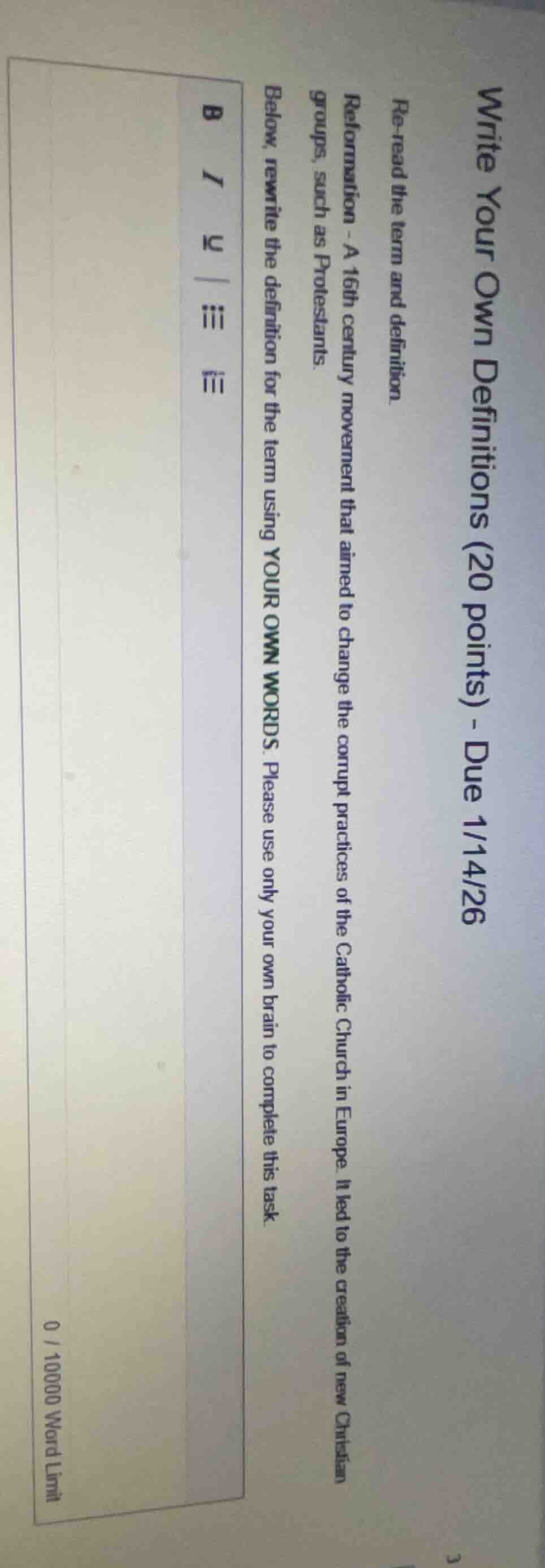 write your own definitions (20 points) - due 1/14/26 re - read the term…