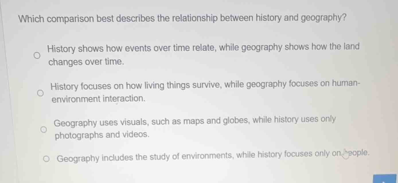 which comparison best describes the relationship between history and ge…
