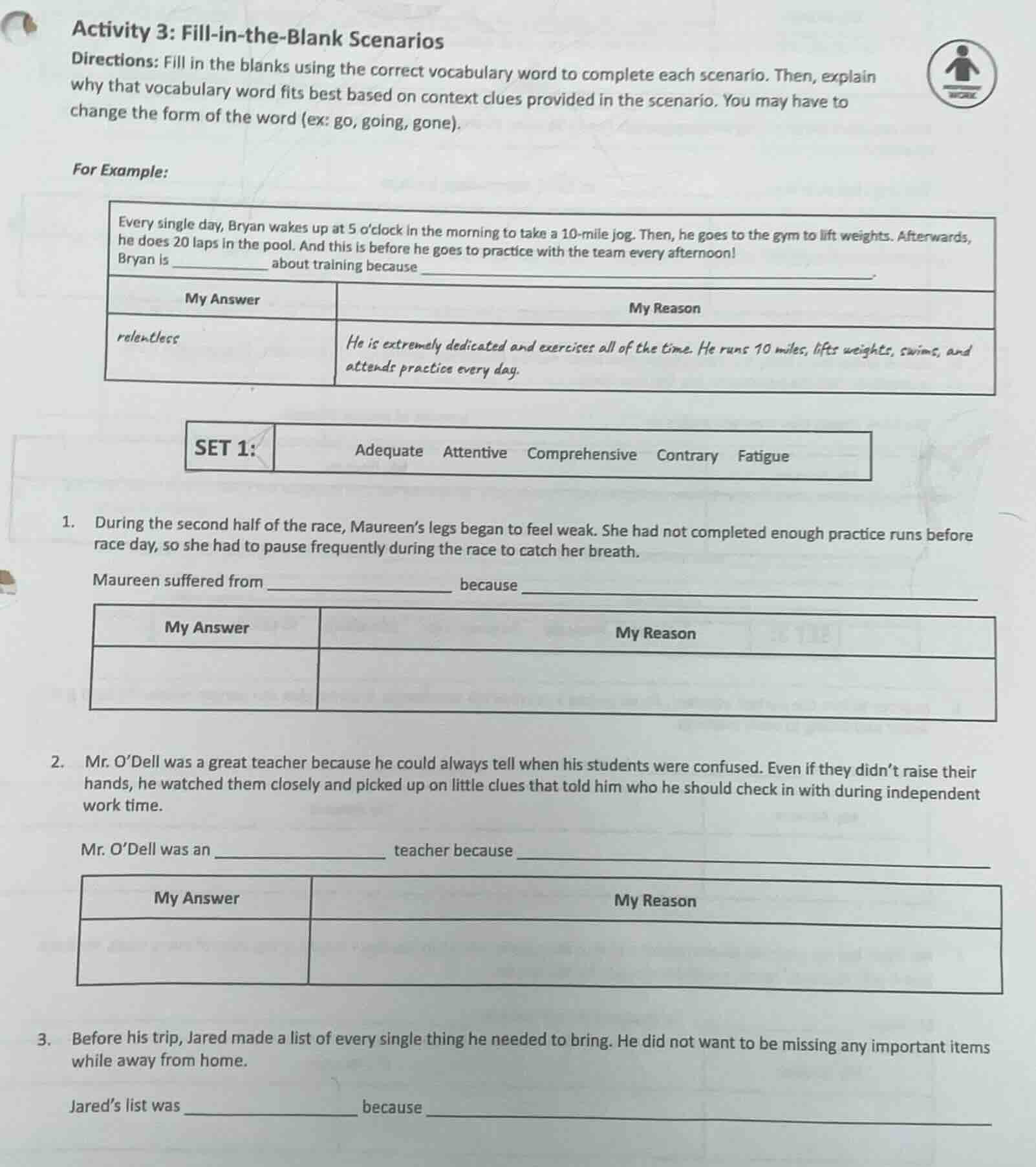 activity 3: fill-in-the-blank scenarios directions: fill in the blanks …