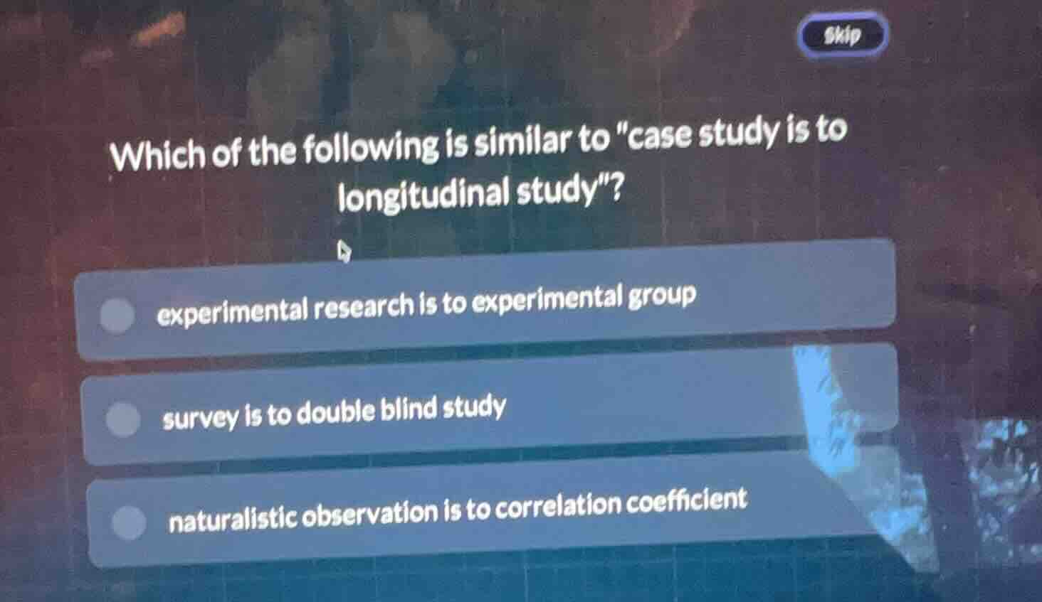 which of the following is similar to \case study is to longitudinal stu…