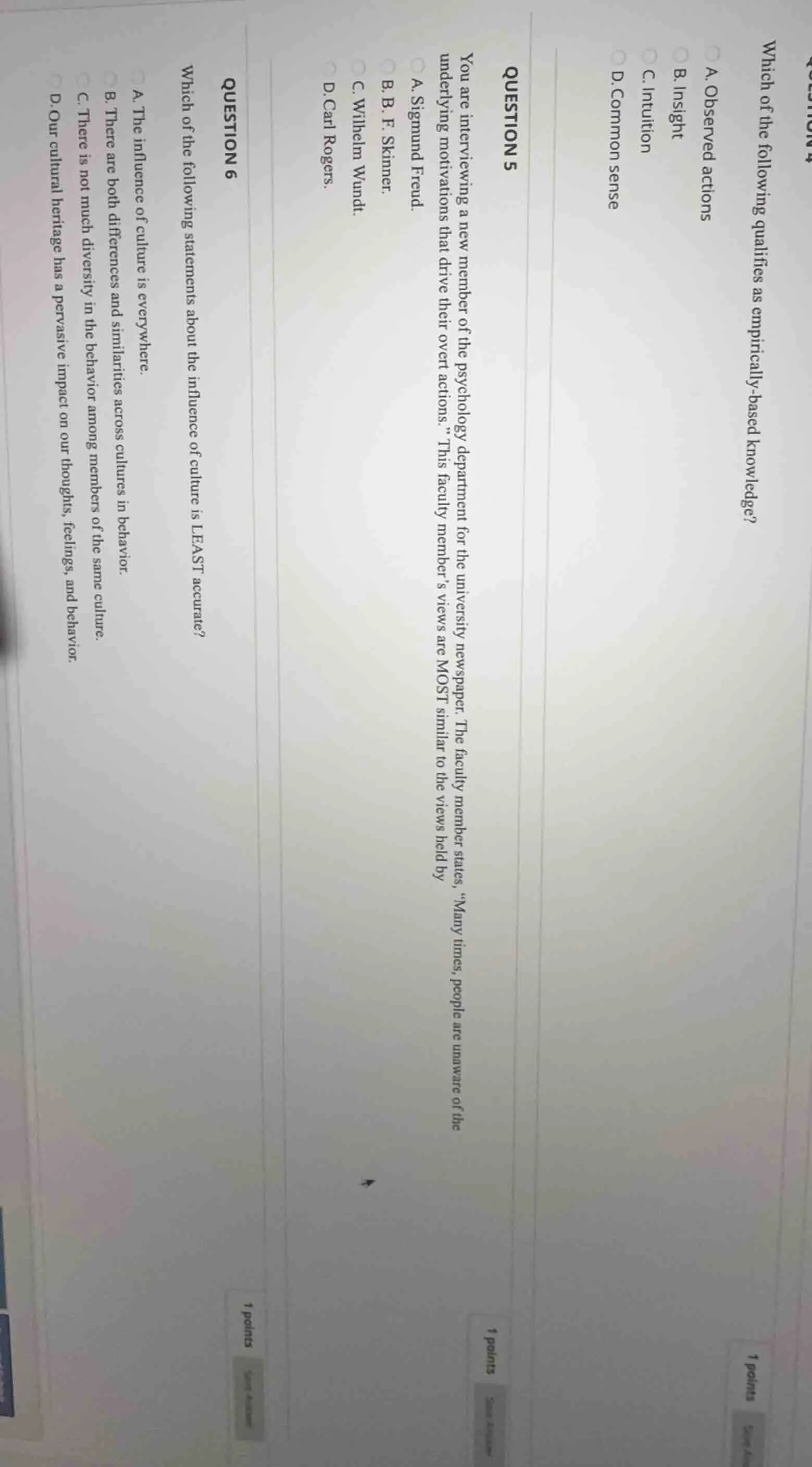 question 4 which of the following qualifies as empirically - based know…