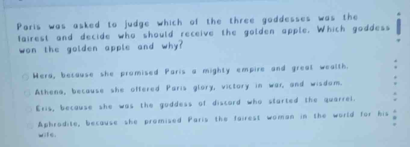 paris was asked to judge which of the three goddesses was the fairest a…