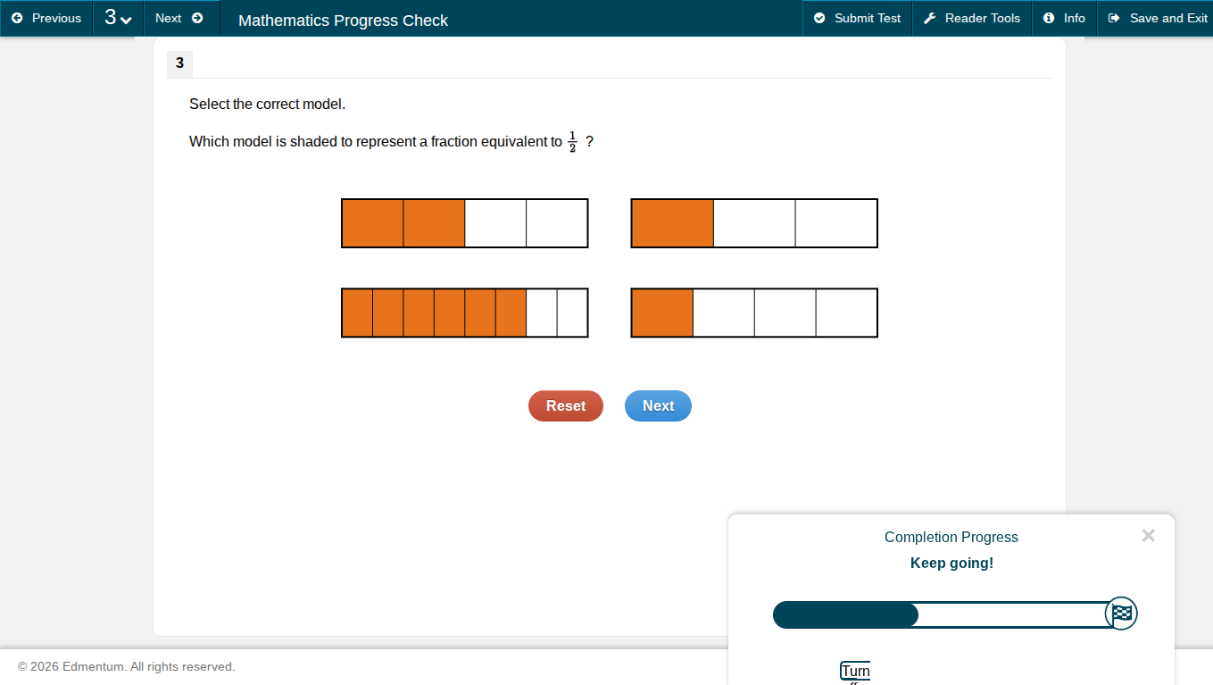 select the correct model. which model is shaded to represent a fraction…