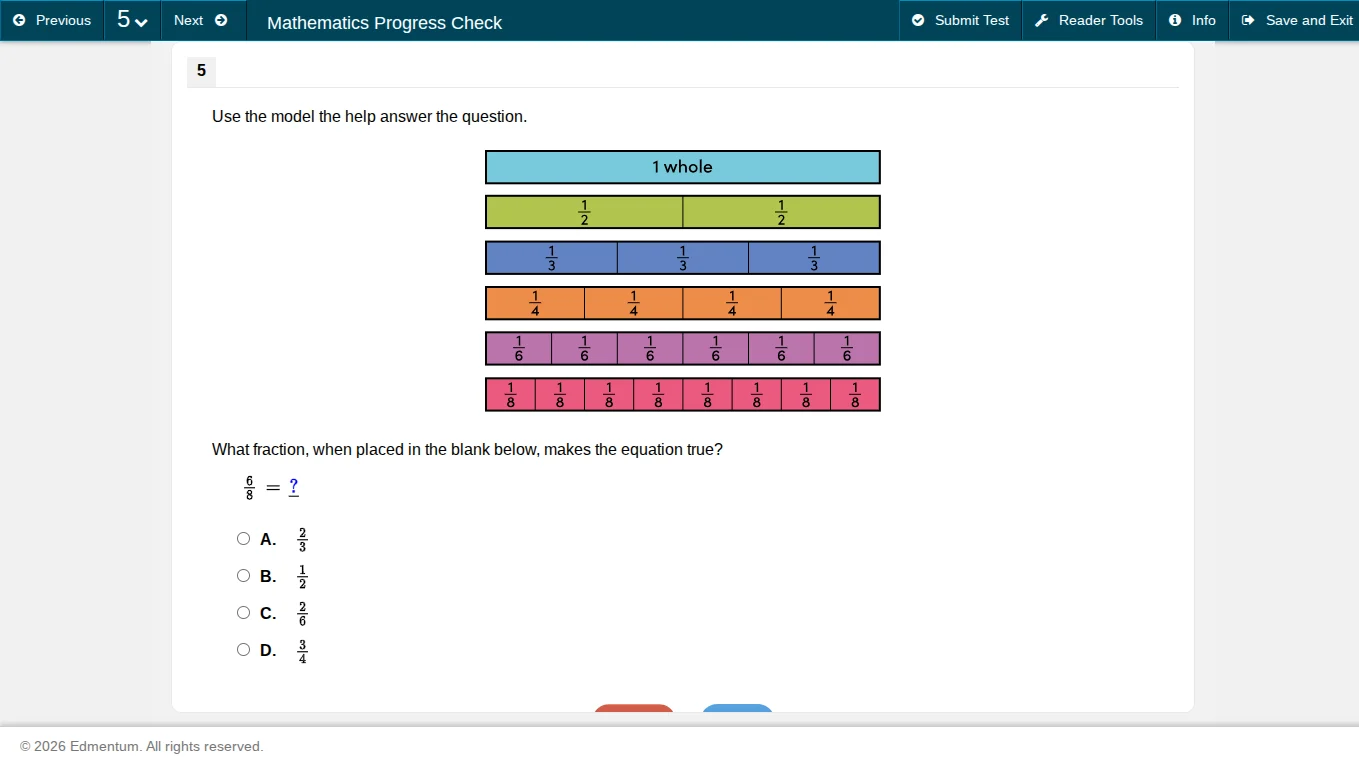 use the model the help answer the question. image of fraction bars what…