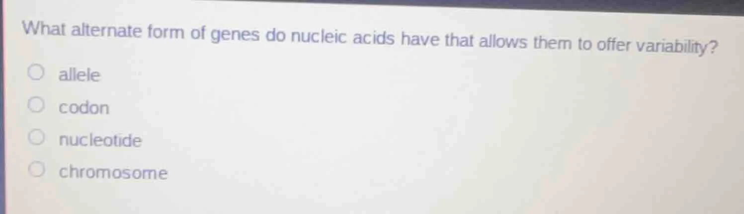 what alternate form of genes do nucleic acids have that allows them to …