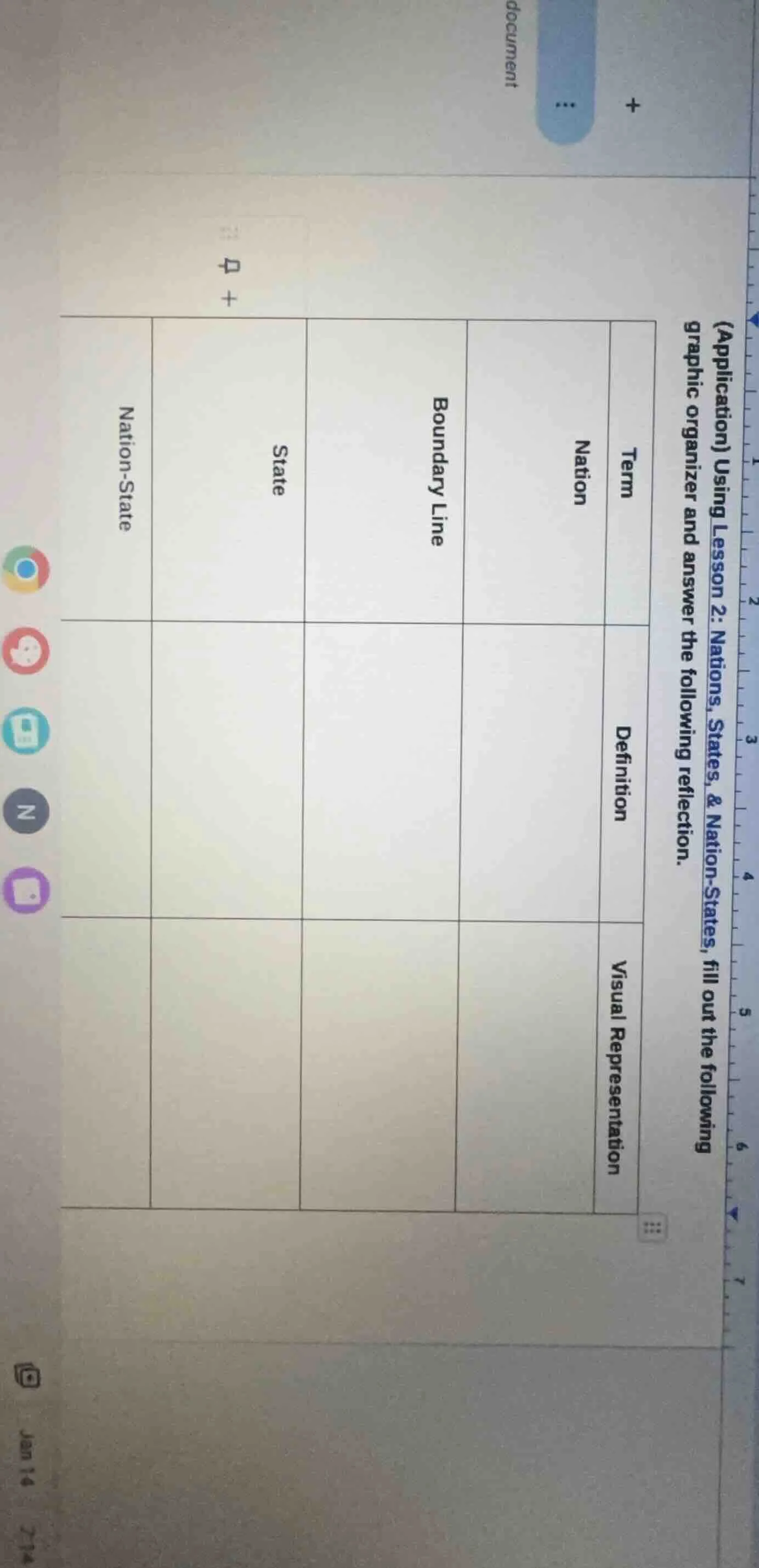 (application) using lesson 2: nations, states, & nation - states, fill …