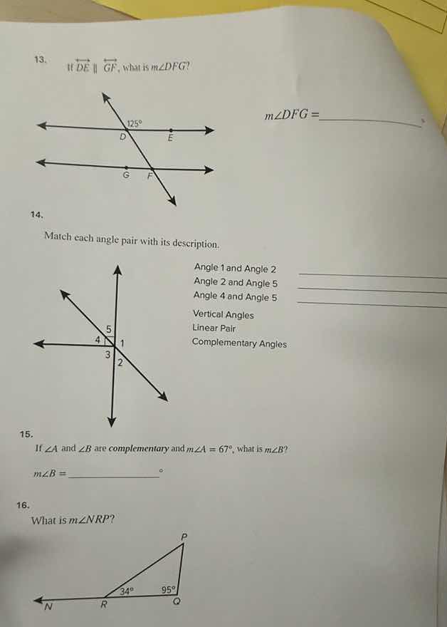 13. if \\( \\overleftrightarrow{de} \\parallel \\overleftrightarrow{gf}…