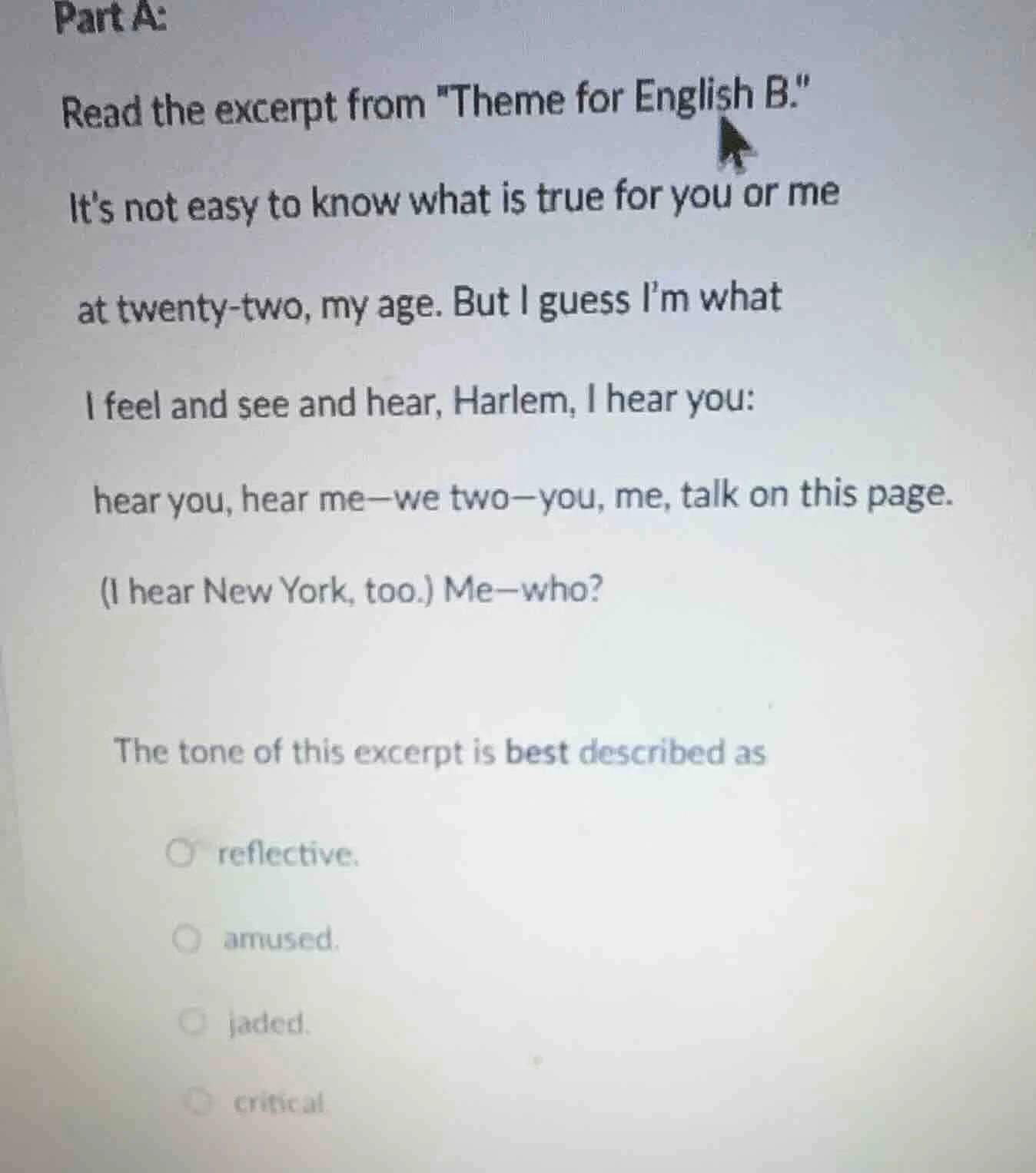 part a: read the excerpt from \theme for english b.\ its not easy to kn…
