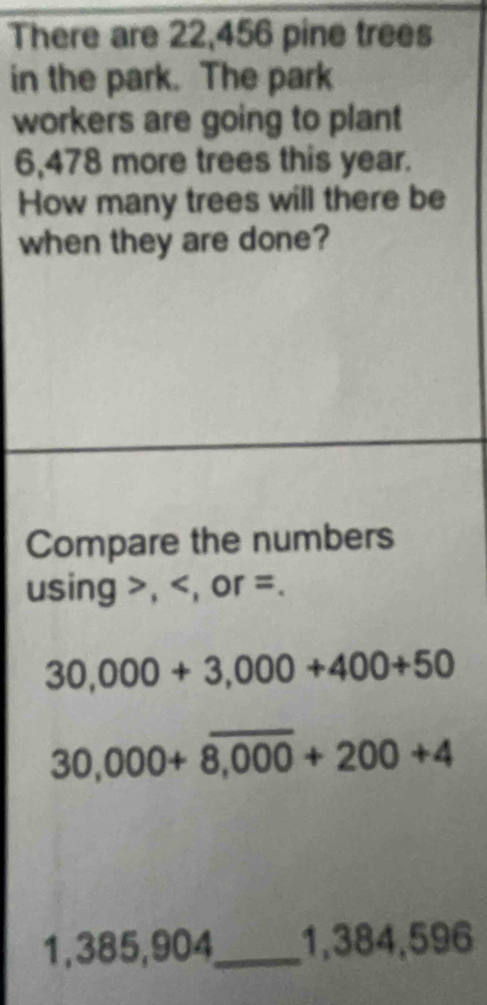 there are 22,456 pine trees in the park. the park workers are going to …