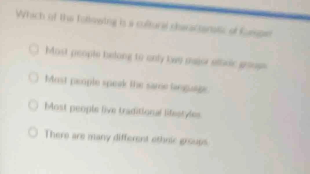 which of the following is a cultural characteristic of europe? - most p…