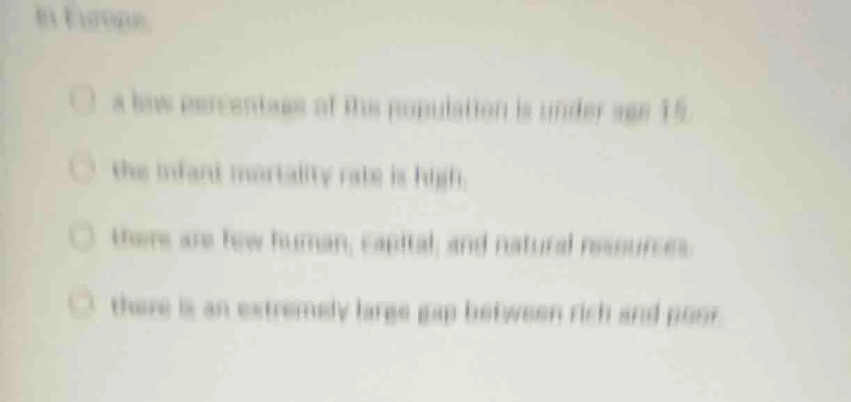 in europe: - a low percentage of the population is under age 15. - the …
