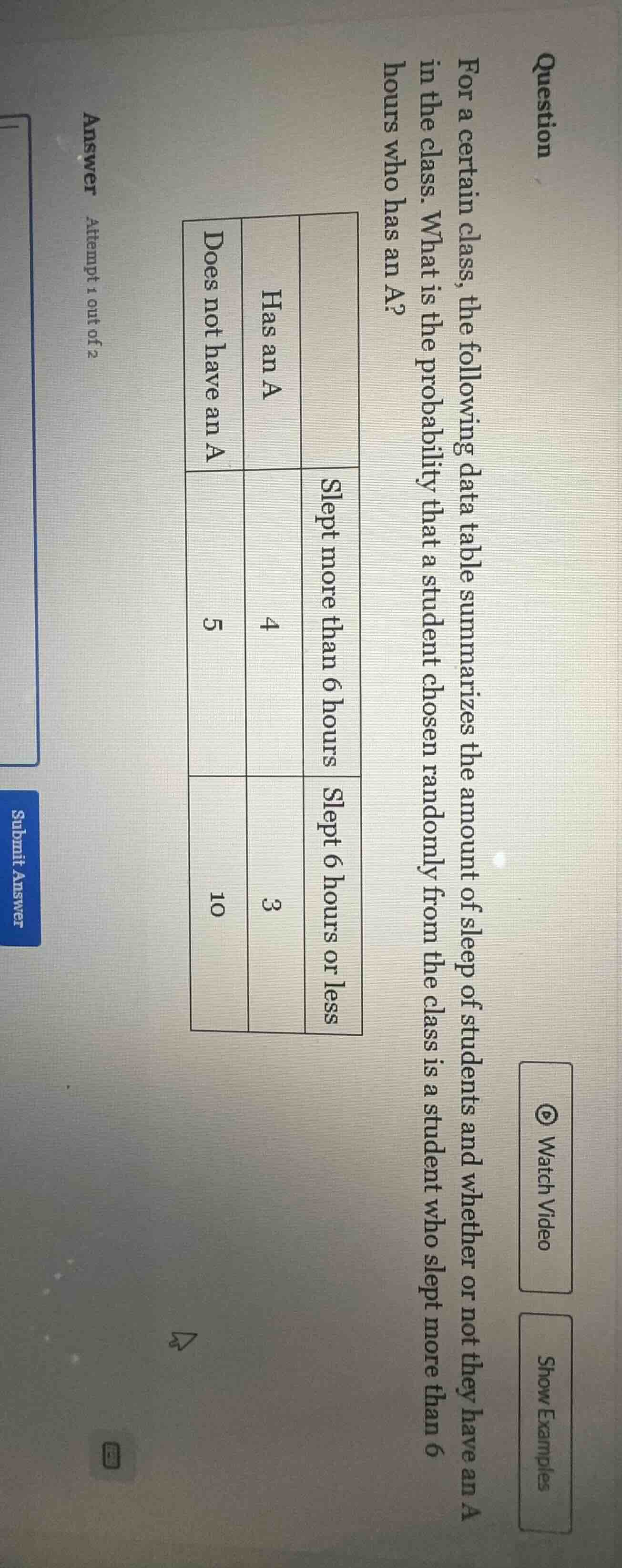 question for a certain class, the following data table summarizes the a…