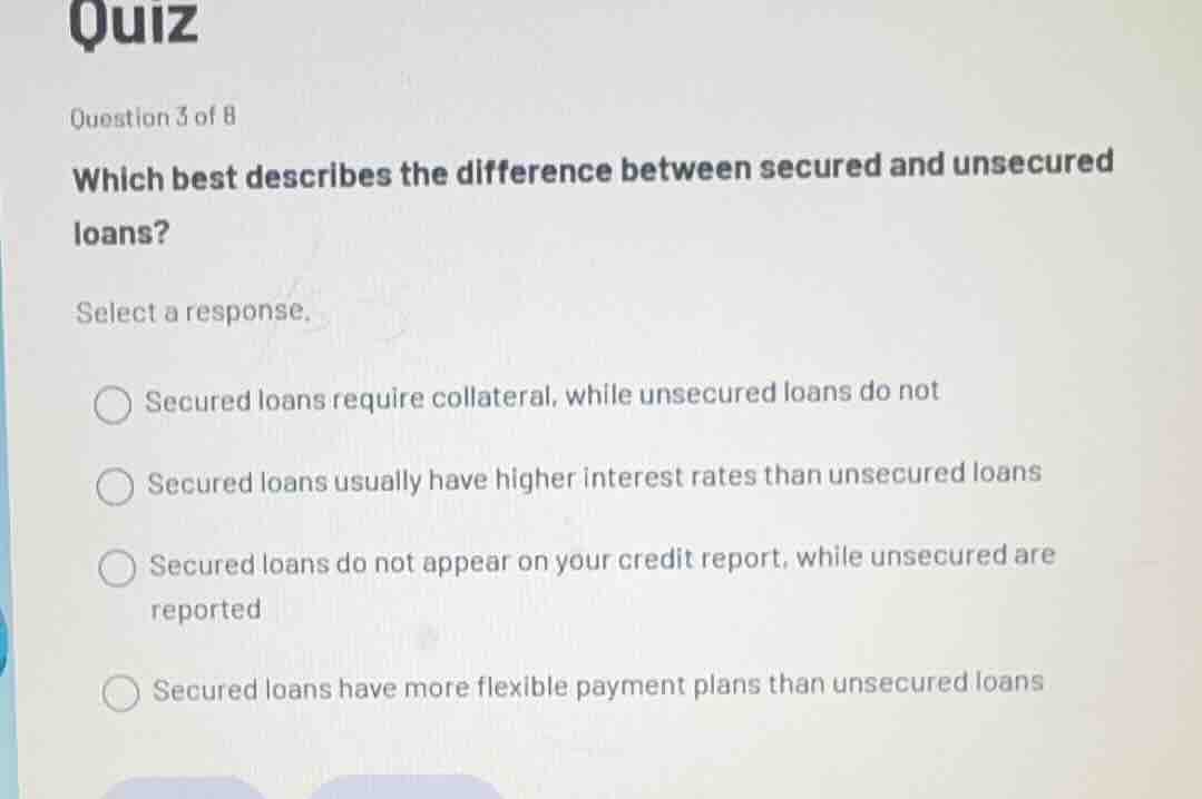 quiz question 3 of 8 which best describes the difference between secure…