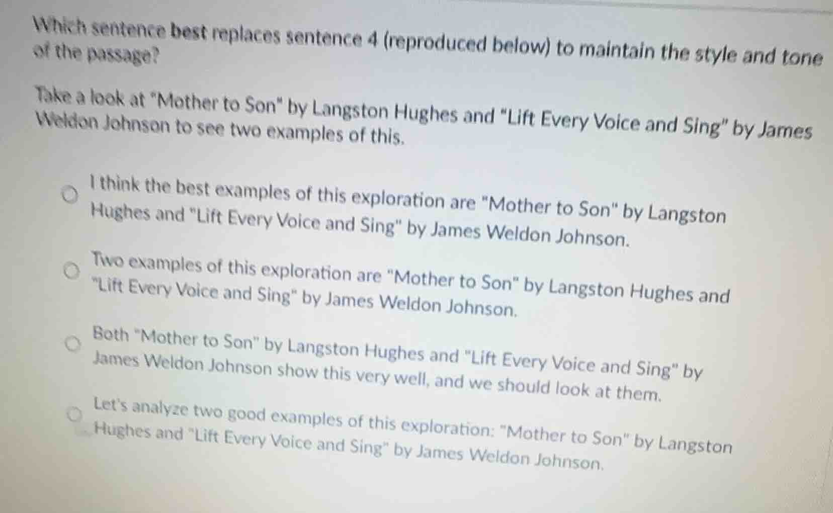 which sentence best replaces sentence 4 (reproduced below) to maintain …