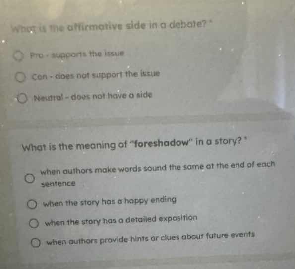 what is the affirmative side in a debate? ○ pro - supports the issue ○ …