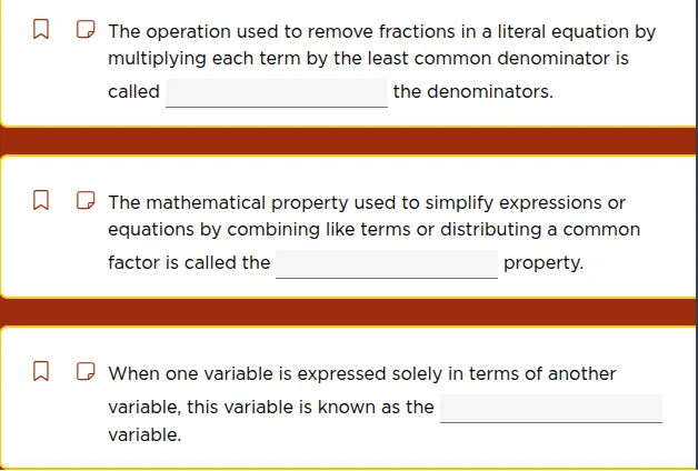 the operation used to remove fractions in a literal equation by multipl…
