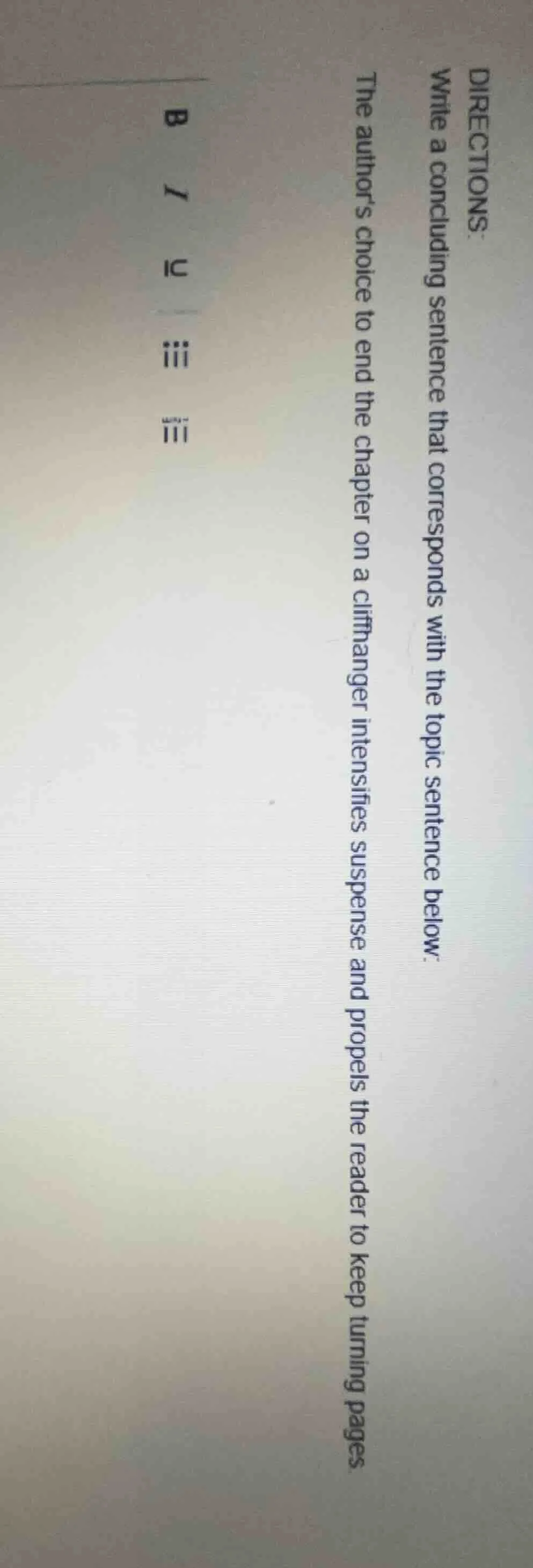 directions: write a concluding sentence that corresponds with the topic…