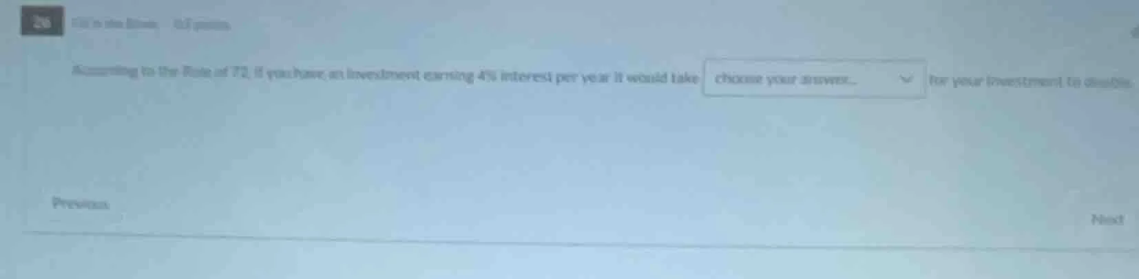 26 fill in the blanks. 0.3 points. according to the rule of 72, if you …