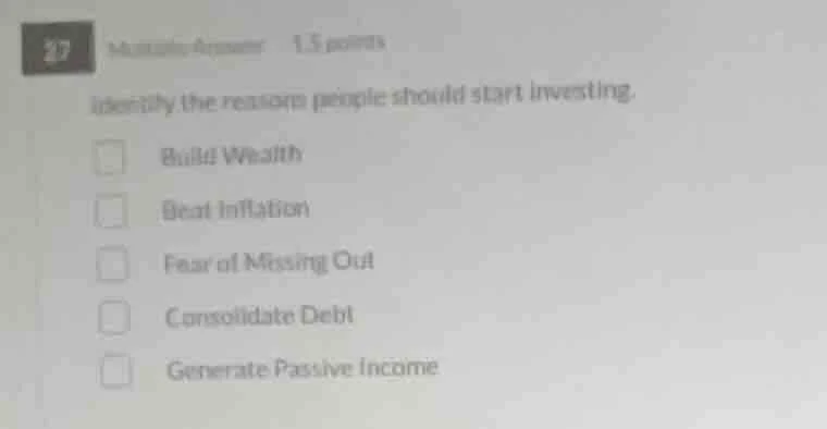 27 multiple answer 1.5 points identify the reasons people should start …