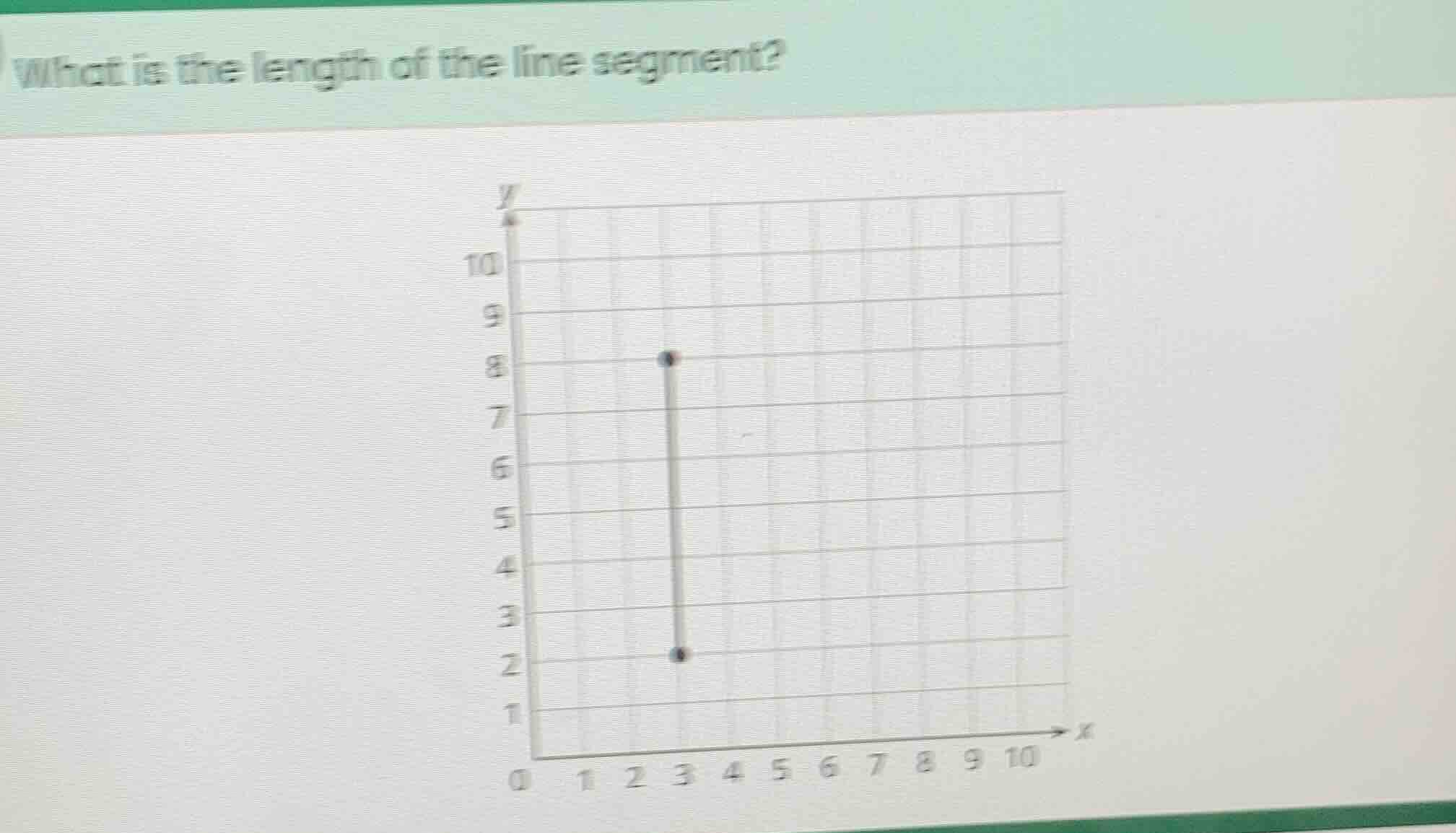 what is the length of the line segment? chart of a coordinate grid with…