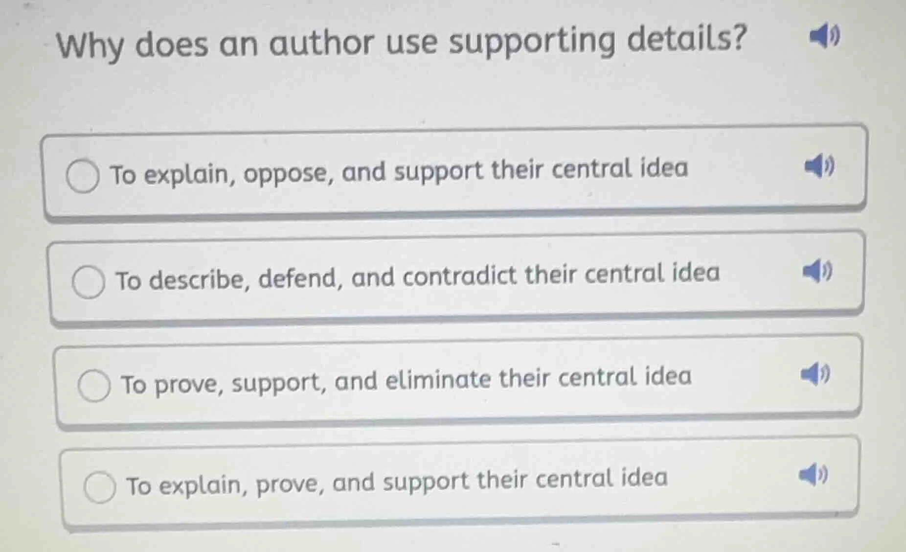 why does an author use supporting details? to explain, oppose, and supp…