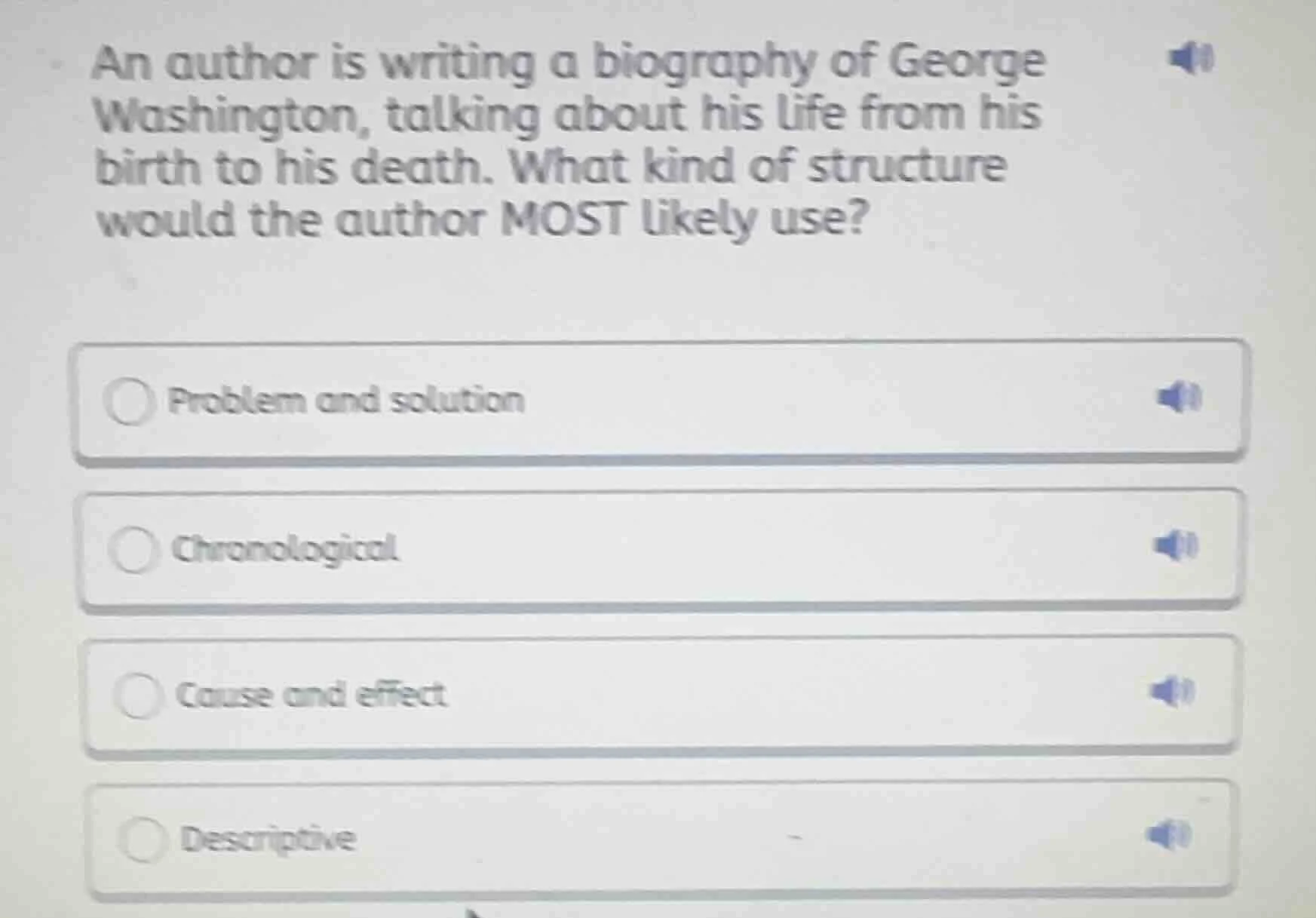 an author is writing a biography of george washington, talking about hi…