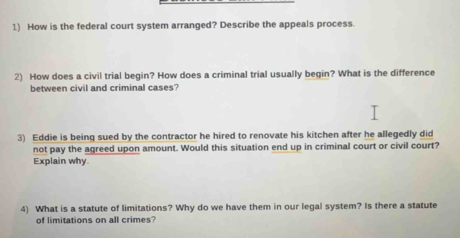 1) how is the federal court system arranged? describe the appeals proce…