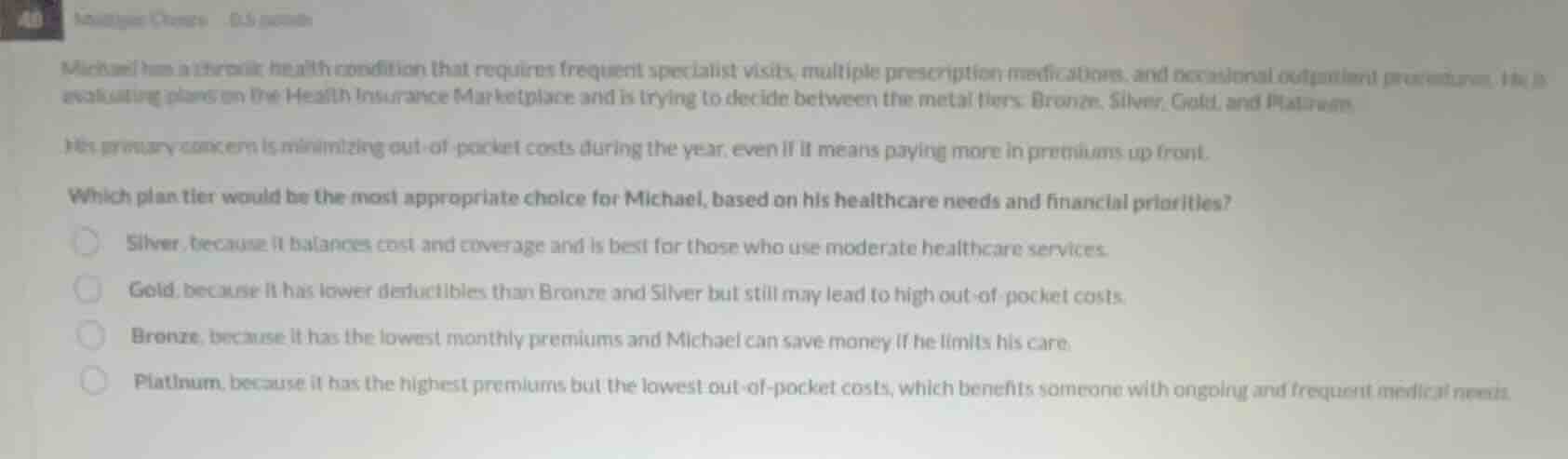 michael has a chronic health condition that requires frequent specialis…