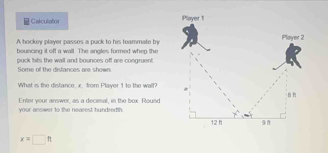 calculator a hockey player passes a puck to his teammate by bouncing it…