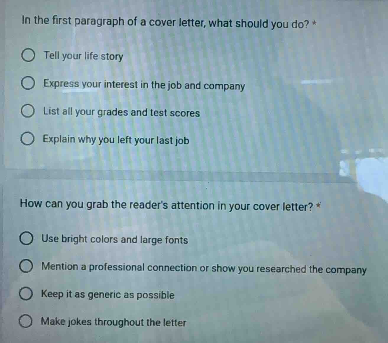 in the first paragraph of a cover letter, what should you do? * tell yo…