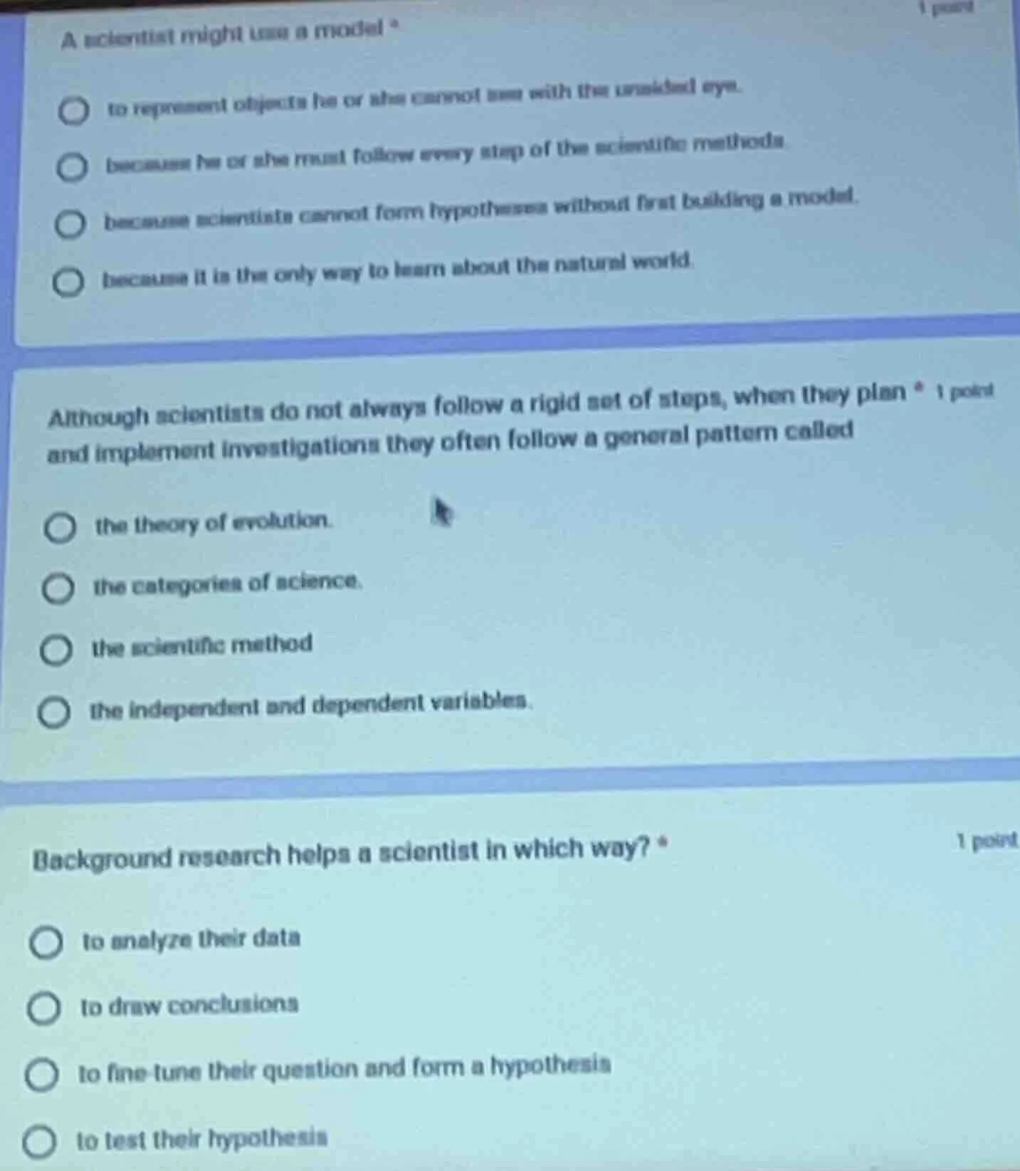 a scientist might use a model to represent objects he or she cannot see…