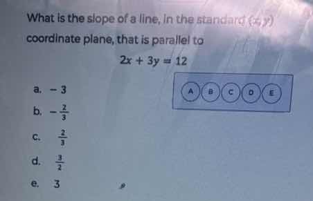 what is the slope of a line, in the standard (x,y) coordinate plane, th…
