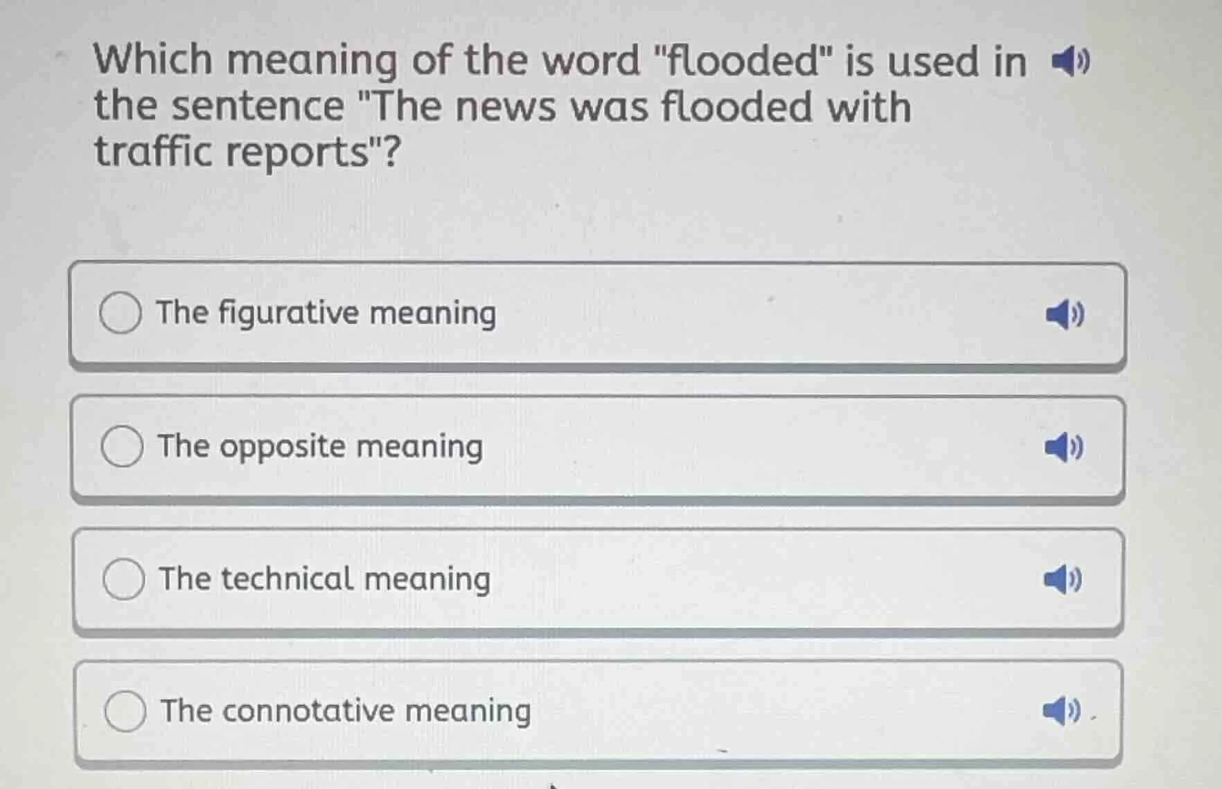 which meaning of the word \flooded\ is used in the sentence \the news w…