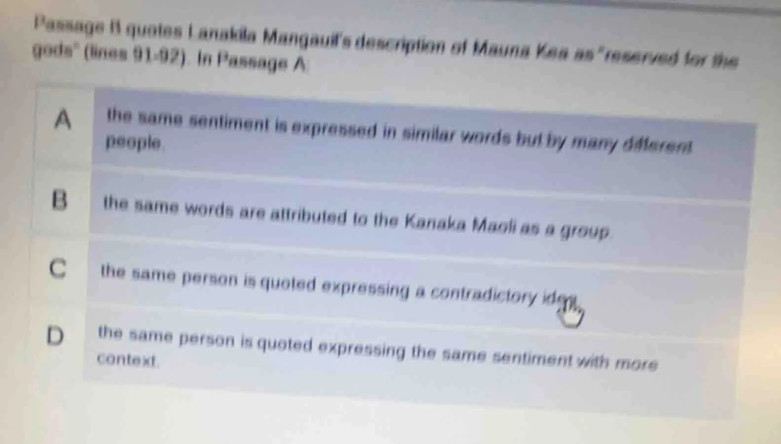 passage ii quotes lanakila mangauil’s description of mauna kea as “rese…