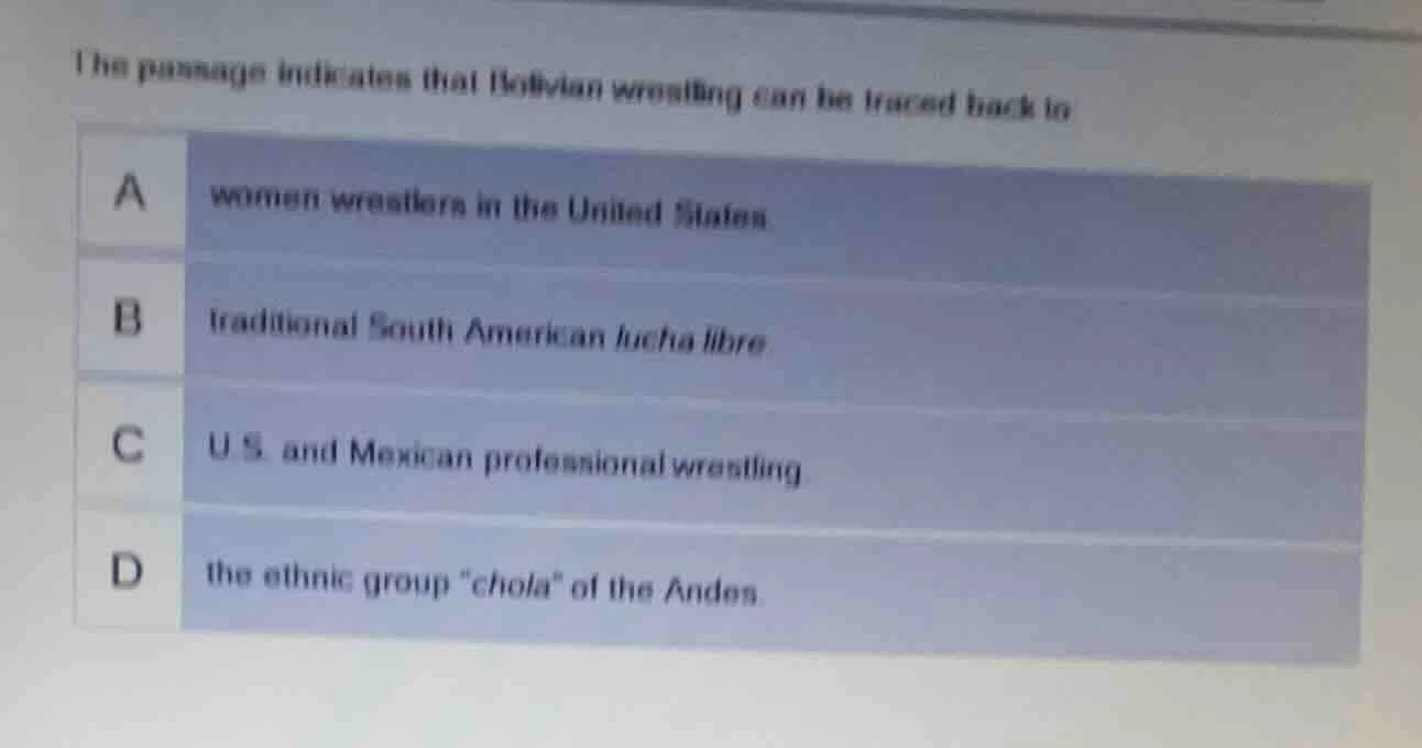 the passage indicates that bolivian wrestling can be traced back to a w…
