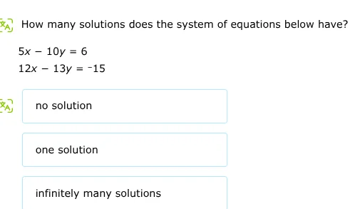 how many solutions does the system of equations below have? 5x - 10y = …