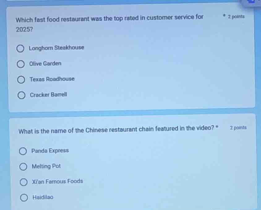 which fast food restaurant was the top rated in customer service for 20…