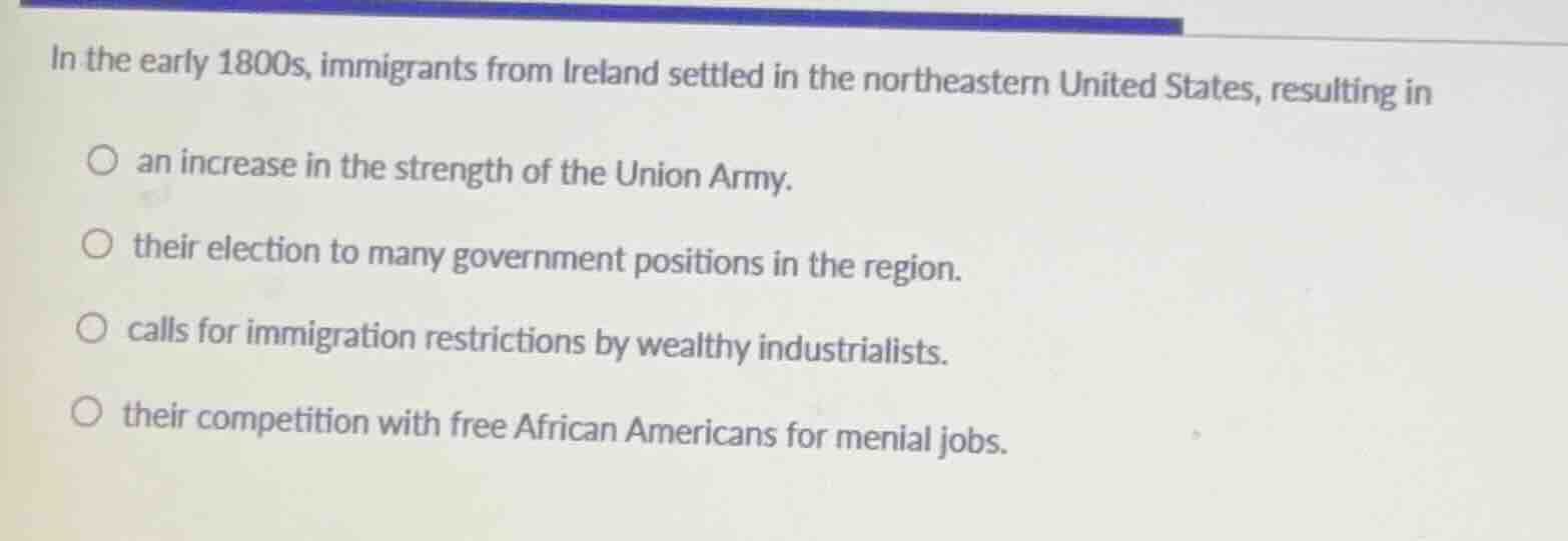 in the early 1800s, immigrants from ireland settled in the northeastern…