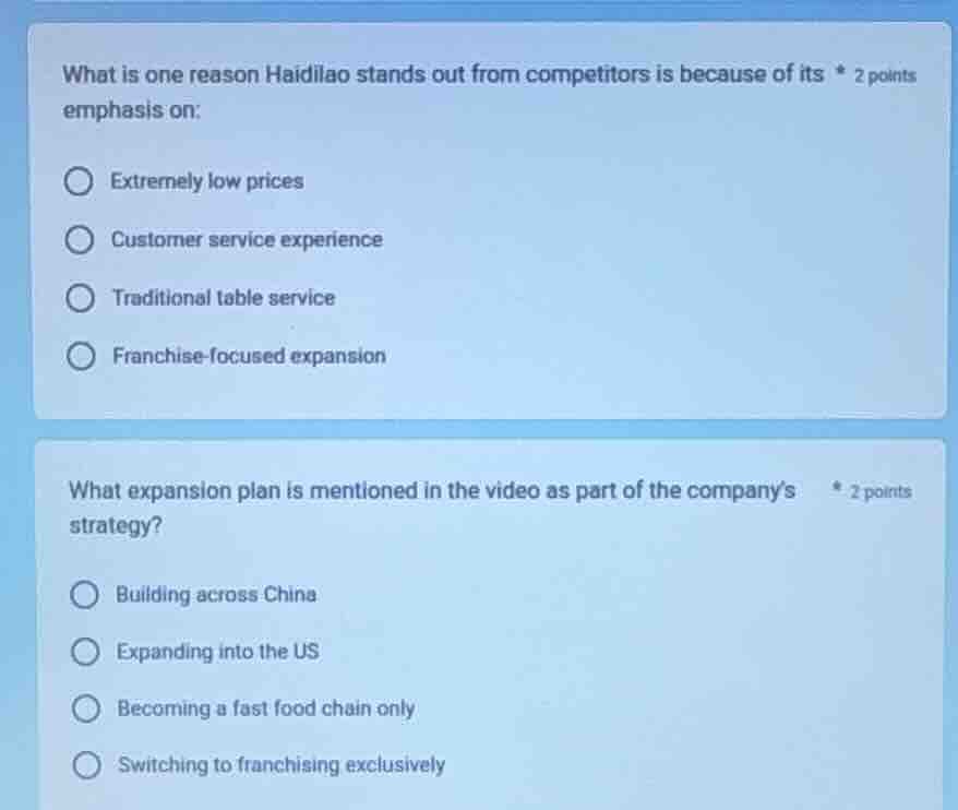 what is one reason haidilao stands out from competitors is because of i…