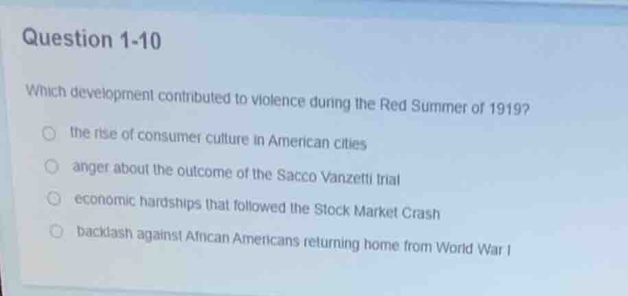question 1-10 which development contributed to violence during the red …