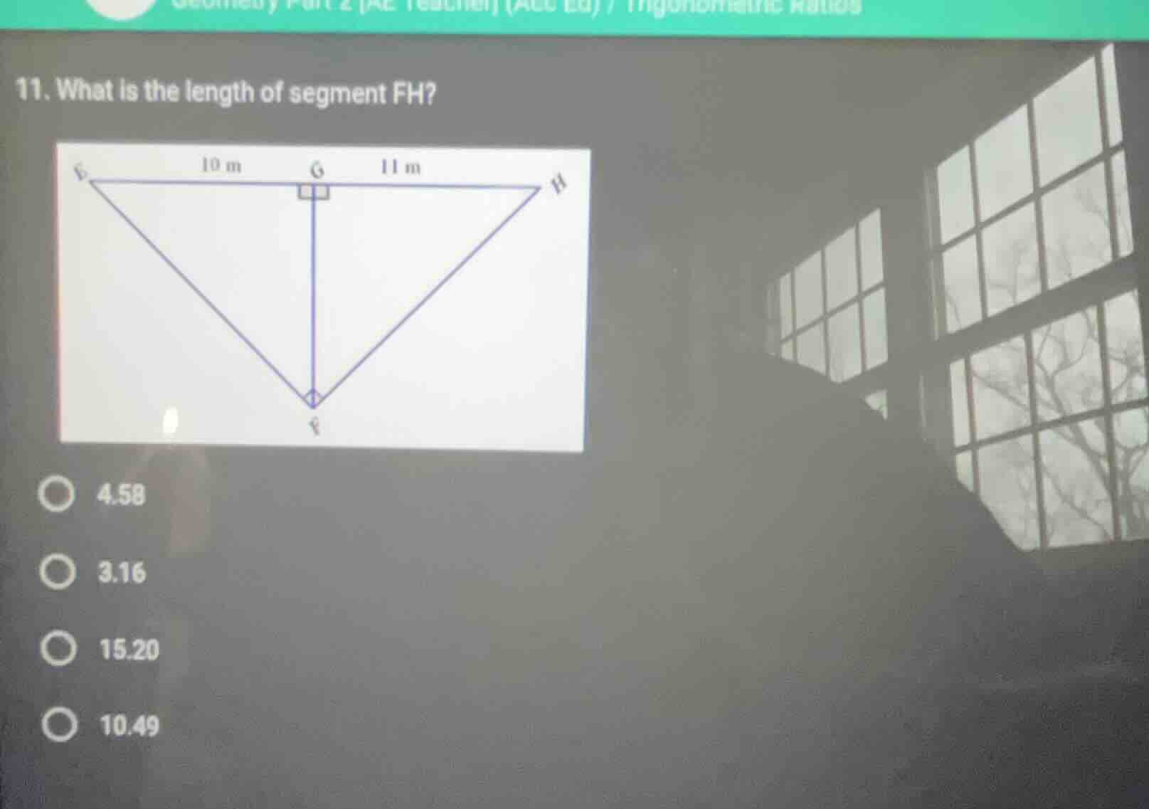 11. what is the length of segment fh? image of a geometric figure with …