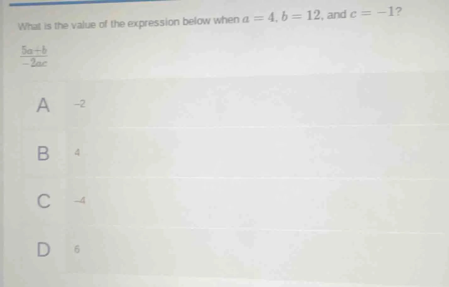 what is the value of the expression below when $a = 4$, $b = 12$, and $…