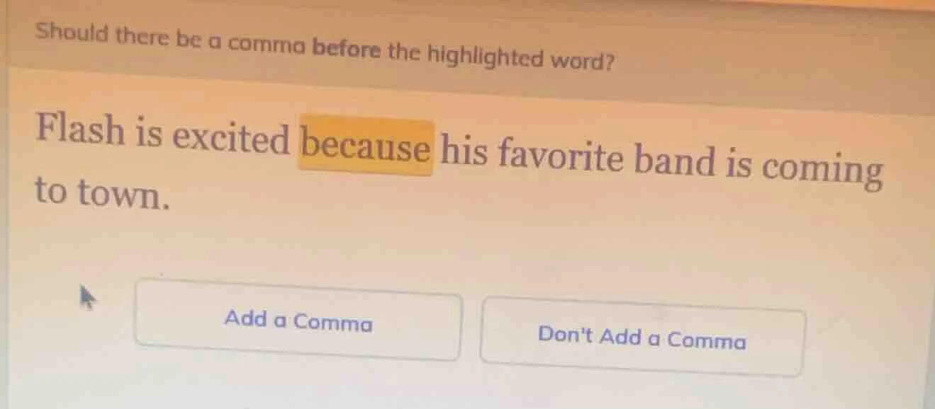 should there be a comma before the highlighted word? flash is excited b…