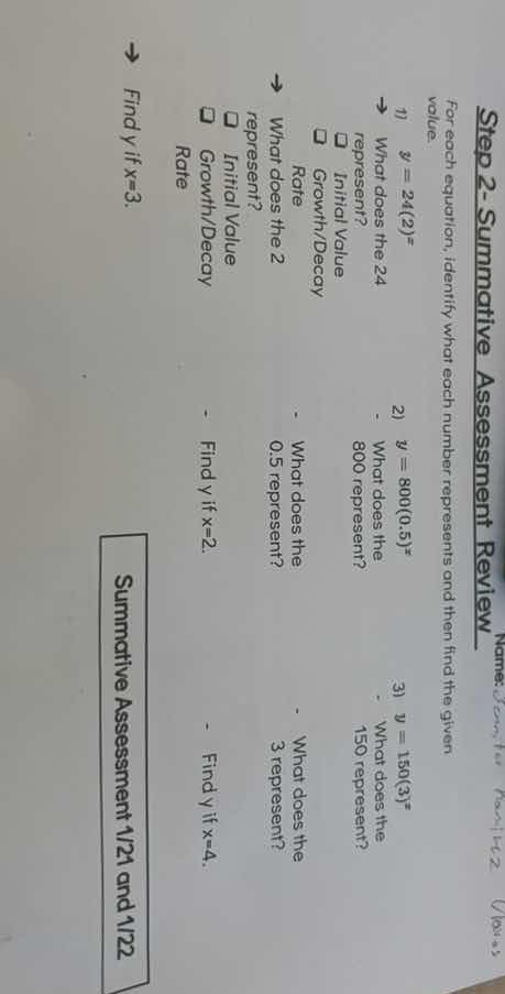 step 2-summative assessment review name for each equation, identify wha…