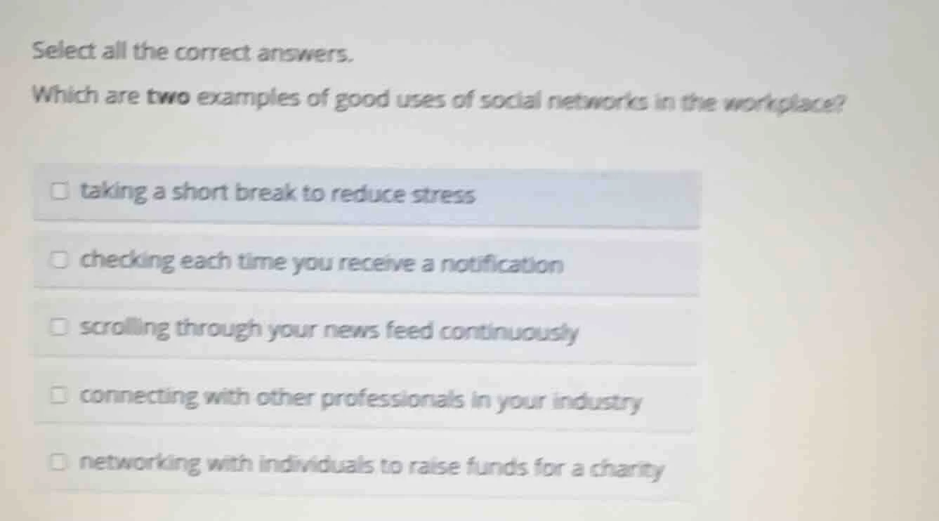 select all the correct answers. which are two examples of good uses of …