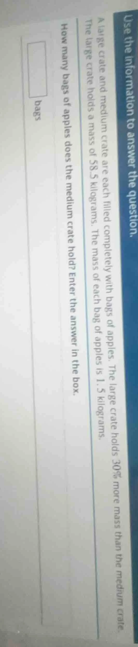 use the information to answer the question. a large crate and medium cr…