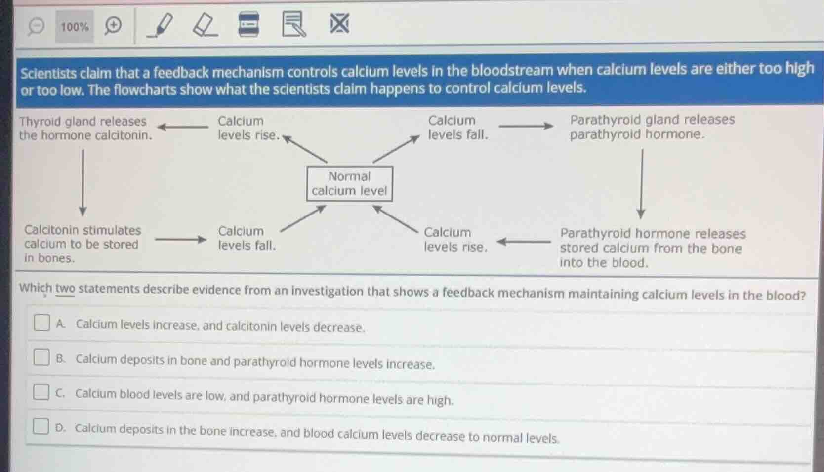 scientists claim that a feedback mechanism controls calcium levels in t…